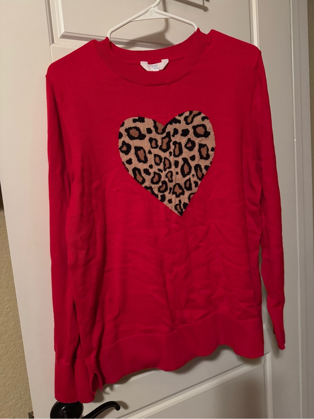 Time and Tru Red Knit Crewneck Sweater